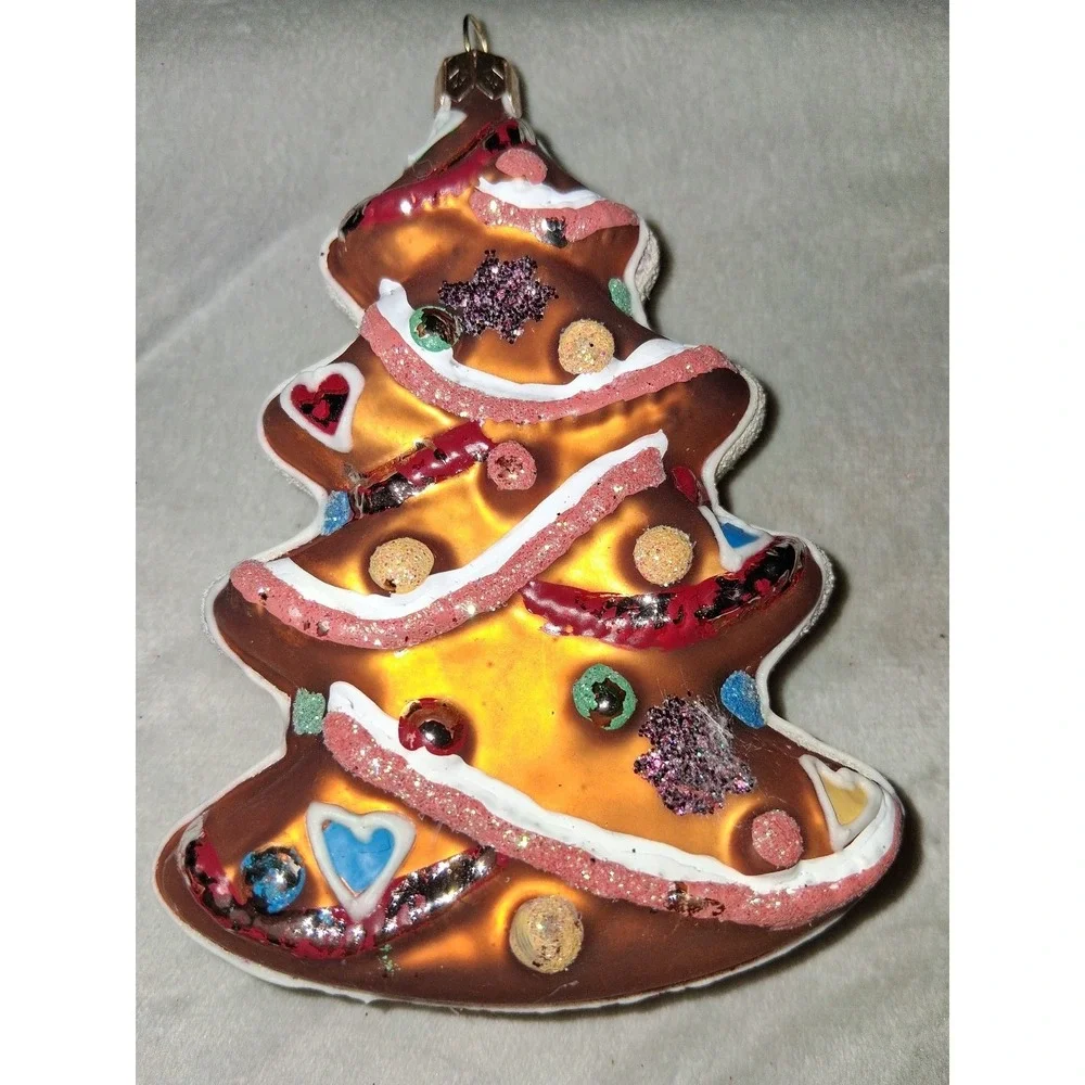 Poland Blown Glass Gingerbread Candy Christmas Tree Ornament 4.25